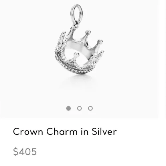 Tiffany & Co. Princess 3D Crown Pendant Charm Silver Necklace